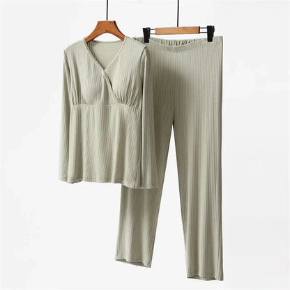 Maternity Set Long Sleeve With  Long Pants Postpartum with Breast Pad