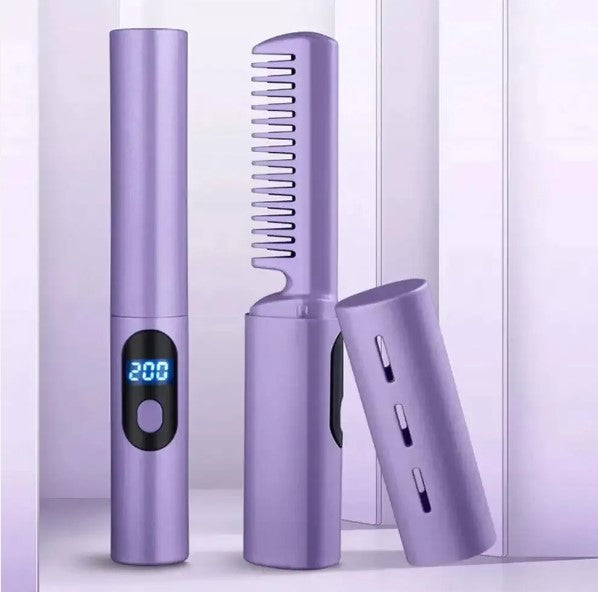 Meneflix Portable Hair Straightener and Comb | Cordless & Rechargeable | Perfect for All Hair Types