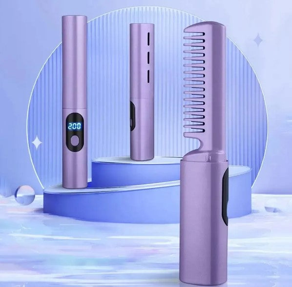 Meneflix Portable Hair Straightener and Comb | Cordless & Rechargeable | Perfect for All Hair Types