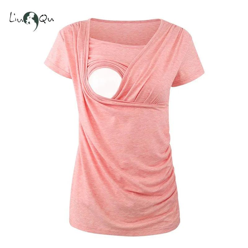 Liu&Qu Summer Women's Maternity Nursing Tops Casual Short Sleeve