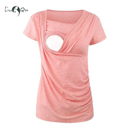 Liu&Qu Summer Women's Maternity Nursing Tops Casual Short Sleeve