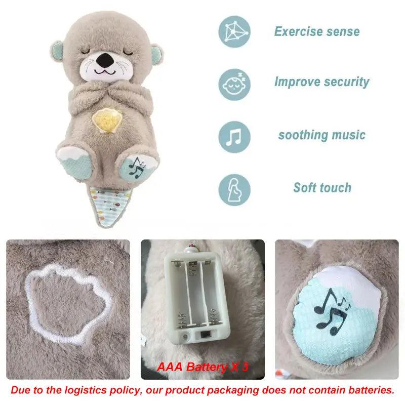 Breathing Otter Sleep Plush Toy with Light Sound