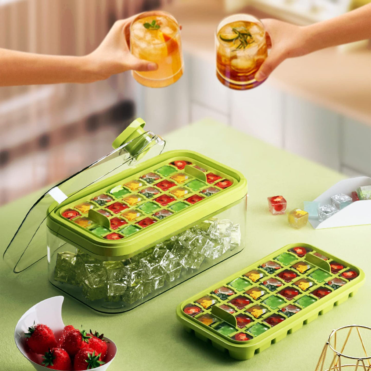 🔥🔥🔥Ice Cube Tray with Lid and Bin