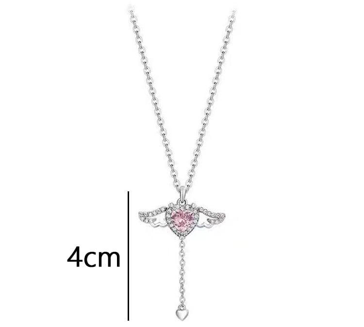 Women's Day Sale-Angel Wings Heart Pendant Necklace