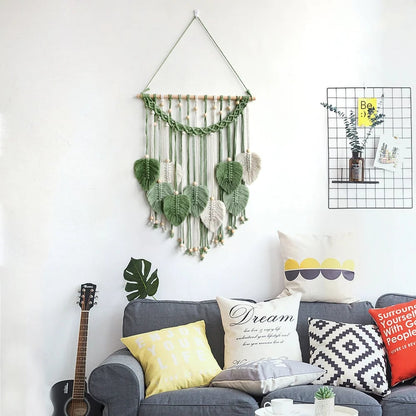 Macrame Wall Hanging - Handwoven Leaf Tapestry