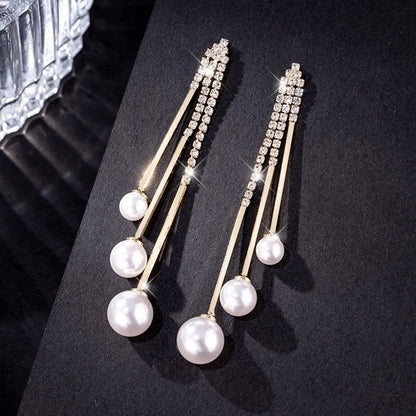 Fashion Diamond Ball Tassel Earrings