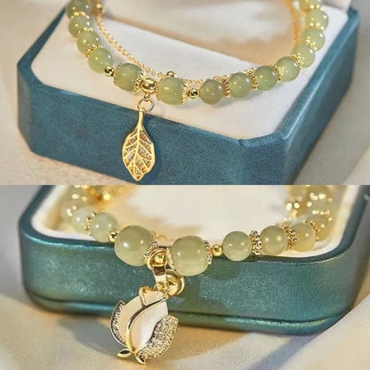 🔥BUY 1 GET 1 FREE 💞--Wotian Jade Lucky Gold Leaf Bangle