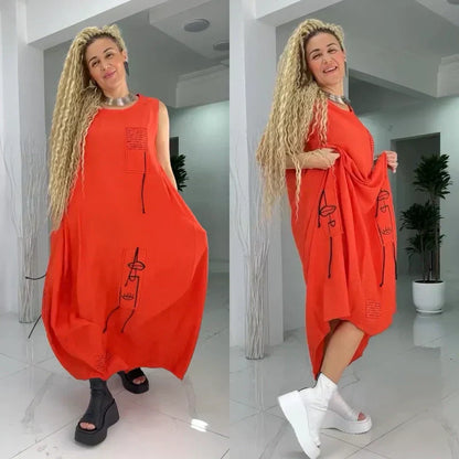 💥50 % de réduction💃Robe longue décontractée sans manches pour femmes de grande taille