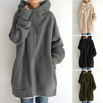 Sweat à capuche zippé automne/hiver pour femmes avec capuche