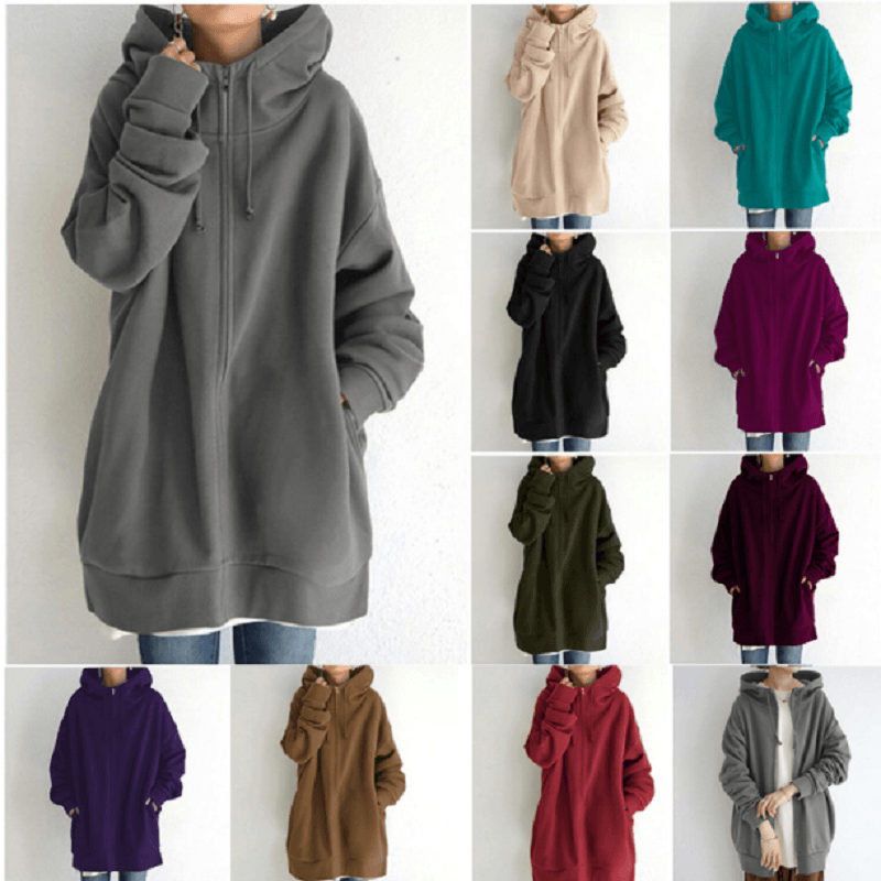 Sweat à capuche zippé automne/hiver pour femmes avec capuche