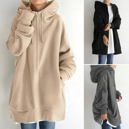 Sweat à capuche zippé automne/hiver pour femmes avec capuche